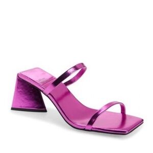 Jeffrey Campbell Fuchsia Metallic Leather Tendresse Slide Sandal - Size 7.5 🚜